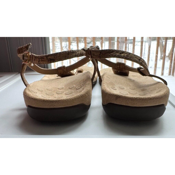 Vionic Women's Sandals Size 10 Nala T-Strap Leather Gold Stud Thong Comfort - Picture 5 of 7